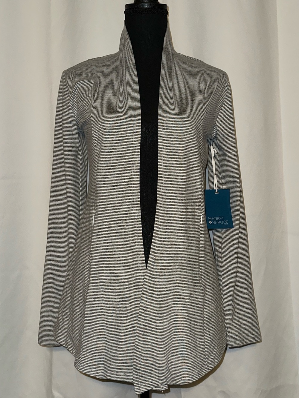 Market & Spruce Women’s Open Front Gray Lightweight Cardigan NEW XS